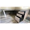 Image 2 : MODERN WHITE METAL FRAME 3 DRAWER L SHAPED CORNER 77" X 66" X 23.5D" X 28"H