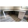 Image 1 : MODERN WHITE METAL FRAME 3 DRAWER L SHAPED CORNER 77" X 66" X 23.5D" X 28"H