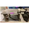 Image 1 : 1" THICK TOP HEAVY DUTY METAL SHOP TABLE WITH BENCH GRINDER & POWER OUTLETS TABLE MEASURES APPROX