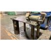 Image 2 : 1" THICK TOP HEAVY DUTY METAL SHOP TABLE WITH BENCH GRINDER & POWER OUTLETS TABLE MEASURES APPROX