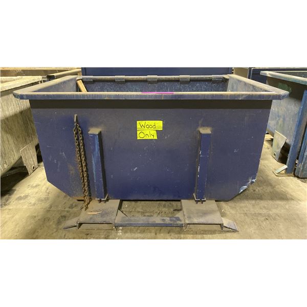 BLUE METAL INDUSTRIAL DUMP BIN WITH FORKLIFT SLOTS- APPROX 80"L X 53"W X 41"H