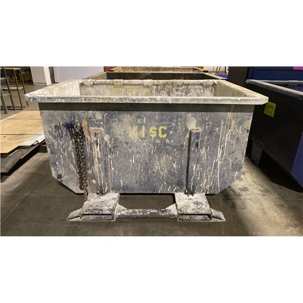 METAL INDUSTRIAL DUMP BIN WITH FORKLIFT SLOTS- APPROX 80"L X 53"W X 41"H