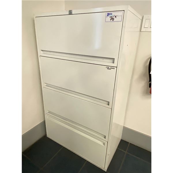 2 WHITE METAL 4 DRAWER FILING CABINETS