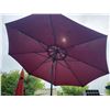Image 6 : 2- approx. 43 in. x 55 in. Steel tables, wood grain tops, 16 in. H, c/w 1- 8 ft. umbrella