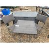 Image 1 : Wicker table, 2- chairs & plastic wicker deck box