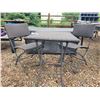 Image 2 : Wicker table, 2- chairs & plastic wicker deck box