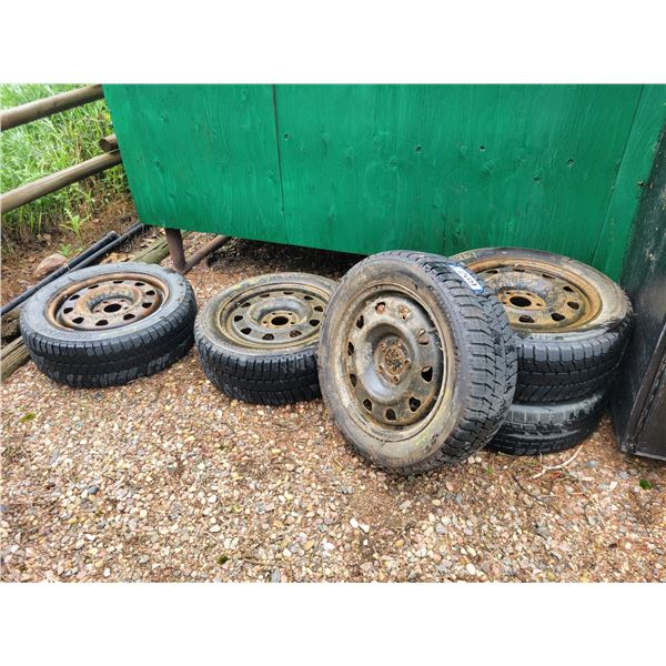 4- Winter tires on rims, 205/55 R16s & 1- summer tire, 205/55 R16, never used, fits Buick