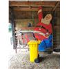 Image 1 : Yellow plastic garbage can & 3- wood X-Mas décor