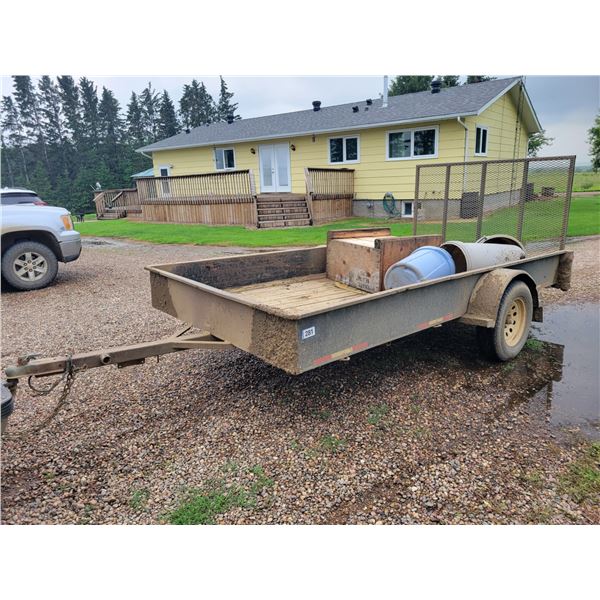 Homemade utility trailer, approx. 14 ft. x 6 ft., ramp tailgate, sold with bill of sale only