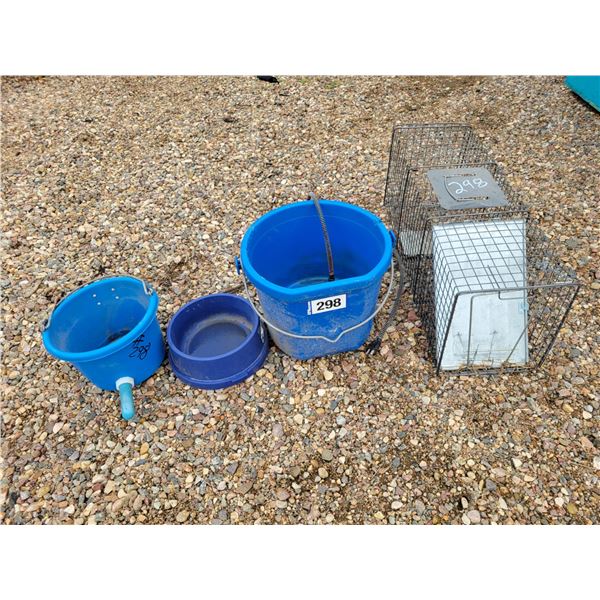 Feeder rail, heating pail, dog dish & skunk trap