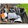 Image 8 : Wood box c/w qty of various bolts, fittings, Contents only, metal stand stays with the building