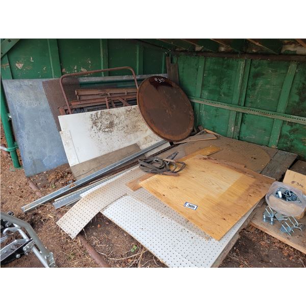 Qty of various wood & metal, wood round table & booster clamps