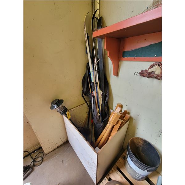 Spindles, qty of cross country skis & propane camp light
