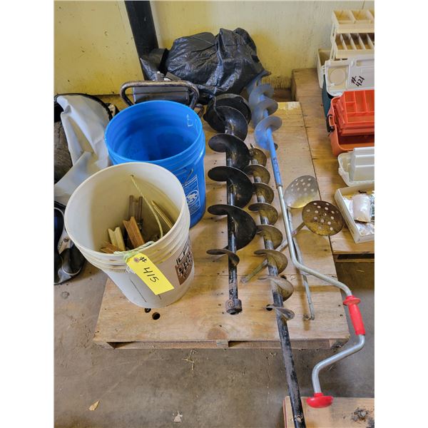 Gas ice auger, running & fishing equip.
