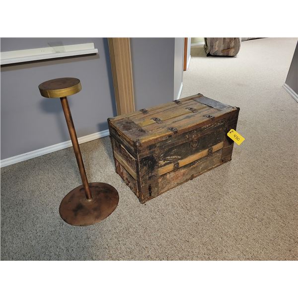 Antique Trunk & metal stand