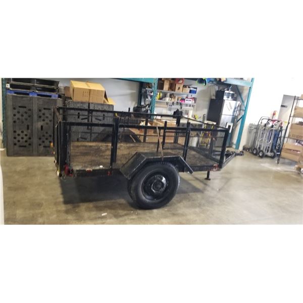 8.5FT X 5FT UBILT UTILITY TRAILER, WITH REGISTRATION, LIGHTS ALL WORK, GOOD TIRES, FOLD DOWN GATE AN