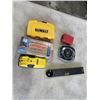 Image 1 : VINTAGE JOHN DEERE MEASURING TAPE, STUD FINDER, PUNCH SET, BIT SET ETC