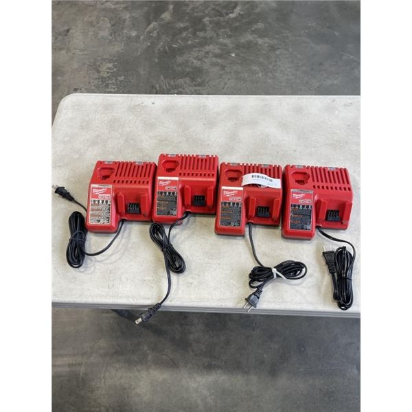 4 MILWAUKEE BATTERY CHARGERS