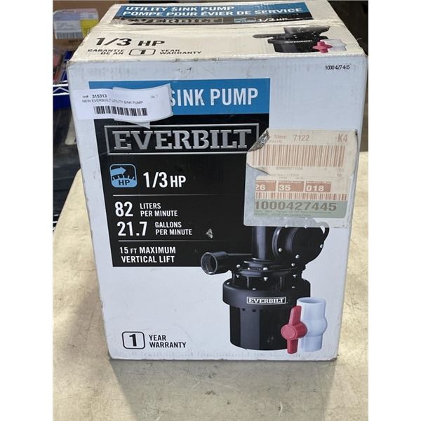 NEW EVERBUILT UTILITY SINK PUMP