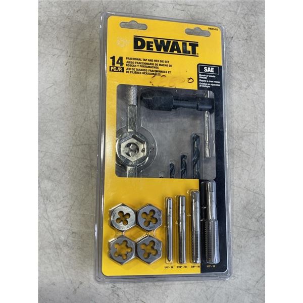 BRAND NEW DEWALT 14PC FRACTIONAL TAP AND HEX DIE SET