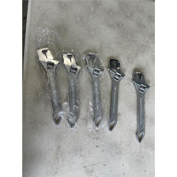 NEW 5 FULL CONTACT ADJUSTABLE 10" WRENCHES