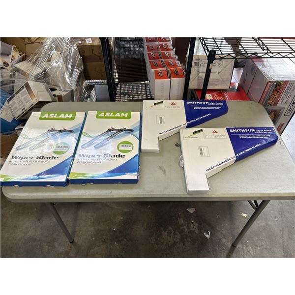 2 NEW EMITHSUN WIPER BLADES AND 2 NEW ASLAM WIPER BLADES