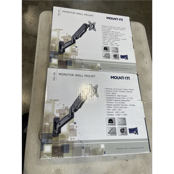 2 WALL MOUNT MONITOR MOUNTS