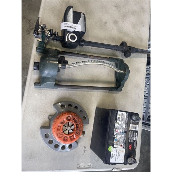 3 SPRINKLERS AND MOTOMASTER BATTERY
