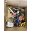 Image 2 : BOX OF TOOLS INCLUDING DEFIANT MULT-TOOL, TAPE MEASURERS, ENGINDOT HEAT GUN