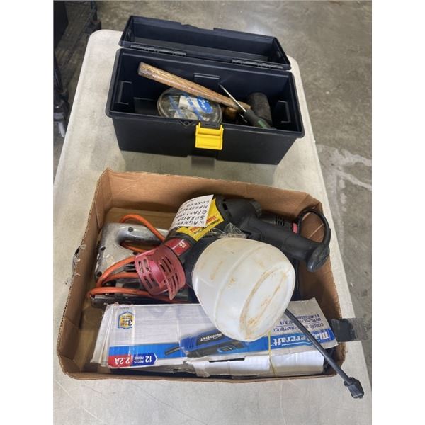 WAGNER PAINT SPRAYER, TOOL BOX AND CONTENTS, POWER TOOLS ETC
