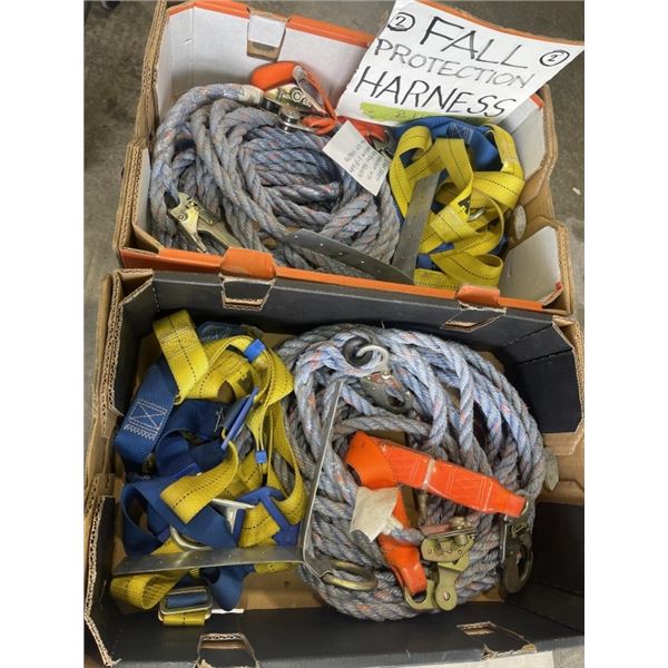 2 TRAYS WITH ROOF FALL PROTECTION ROPOES AND HARNESSES