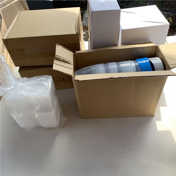 FIVE SETS OF TWO COMPARTMENT CONTAINERS AND THREE SETS OF 15-PIECE TRAVEL CONTAINERS