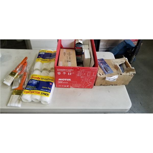 ASORTED NE WPAINTING SUPPLY AND CASE OF NEW 3PC TORKS BITS