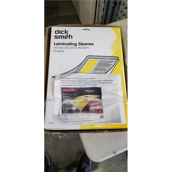 BOX OF NEW LAMINATING SLEEVES