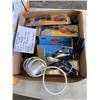 Image 2 : WOOD BUNING TOOLS, GLUE GUN AND STICKS, ETC, AND BOX OF BIKE PUMPS