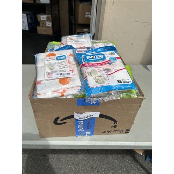 APPROX 25 PACKS OF NEW POTTY SHIELDS, 6 PER PACK