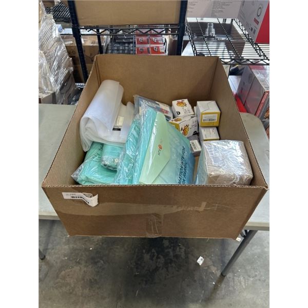 BOX OF OFFICE SUPPLIES INCLUDING 7 PACKS POLY MAILERS, 5 BOXES INKPAD INK CARTRIDGES, PERFORMANCE OI