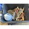 Image 3 : TOTE OF ASSORTED CONCRETE TOOLS, DECK SCREWS, TARPS ETC