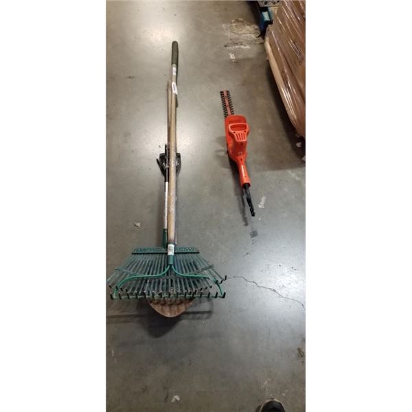 2 RAKES, 1 SHOVEL AND 1 EDGER