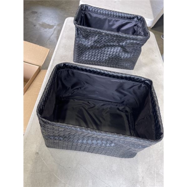 NEW CASE OF BLACK STORAGE BINS QTY 8