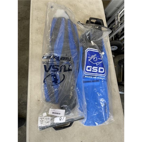 NEW 2 BLUE GSD SCUBA FINS MADE IN ITALY RETAIL $129