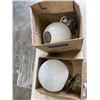 Image 1 : 2 WHITE GLASS DOME LIGHT FIXTURES