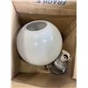 Image 2 : 2 WHITE GLASS DOME LIGHT FIXTURES