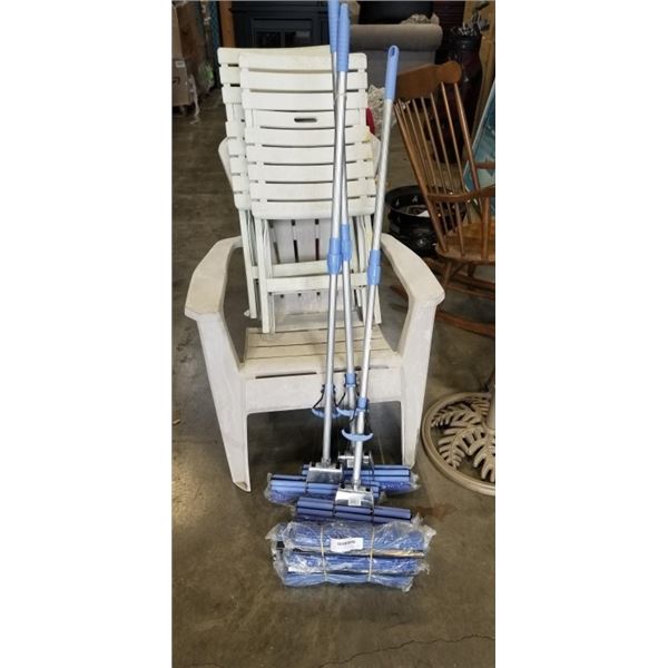 NEW 3 COMMERCIAL GRADE BLUE MOPS & 6 SPARE MOPS RETAIL: $120