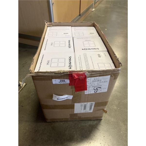 HUGE CASE OF DOG FOOD DESSICANT PACKS, 12 PER PACKS PER WHITE BOX, 100 TOTAL