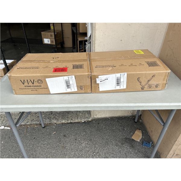 2 VIVO PNEUMATIC ARM DUAL MONITOR DESK MOUNT WITH USB MOUNTS