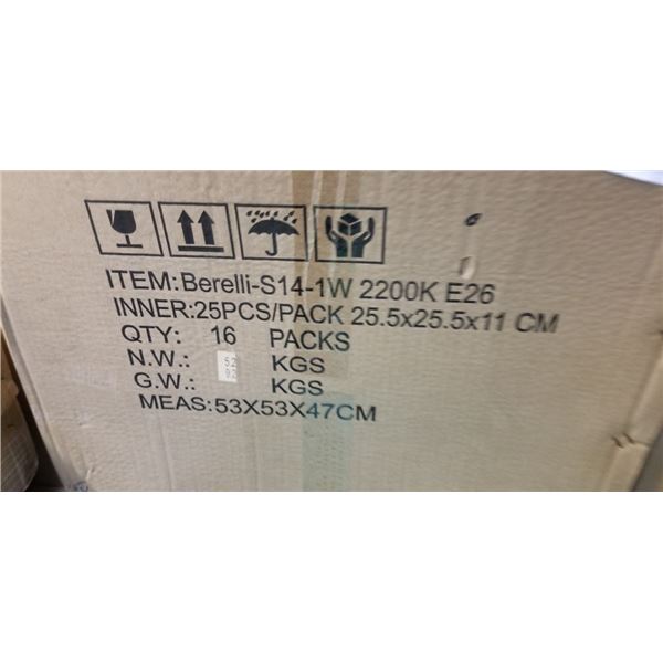 NEW CASE OF EDISON S14-1W 2200K E26 LIGHT BULBS