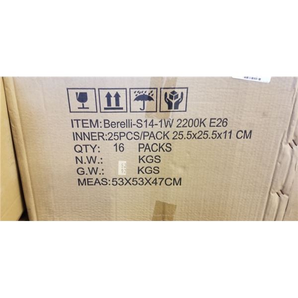 NEW CASE OF EDISON S14-1W 2200K E26 LIGHT BULBS