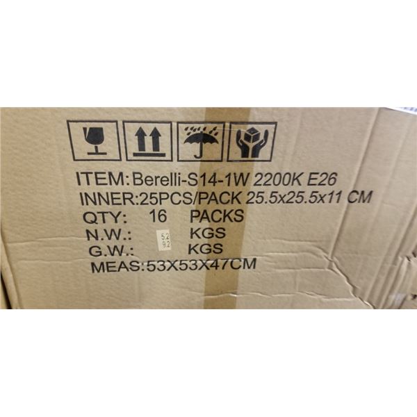 NEW CASE OF EDISON S14-1W 2200K E26 LIGHT BULBS