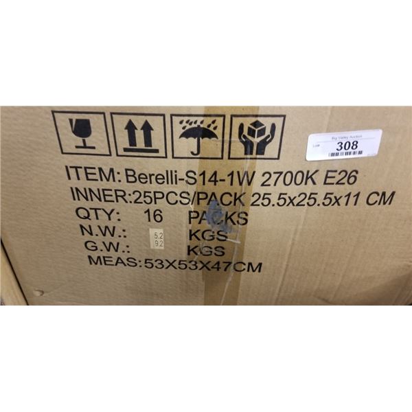 NEW CASE OF EDISON S14-1W 2700K E26 LIGHT BULBS
